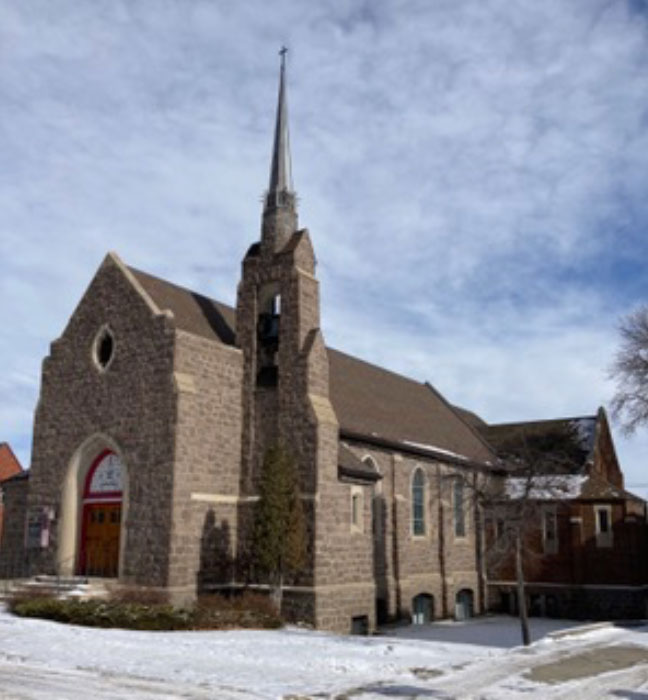 Historic architecture of St. Peter’s Episcopal Cathedral on Park Avenue in Helena, Montana